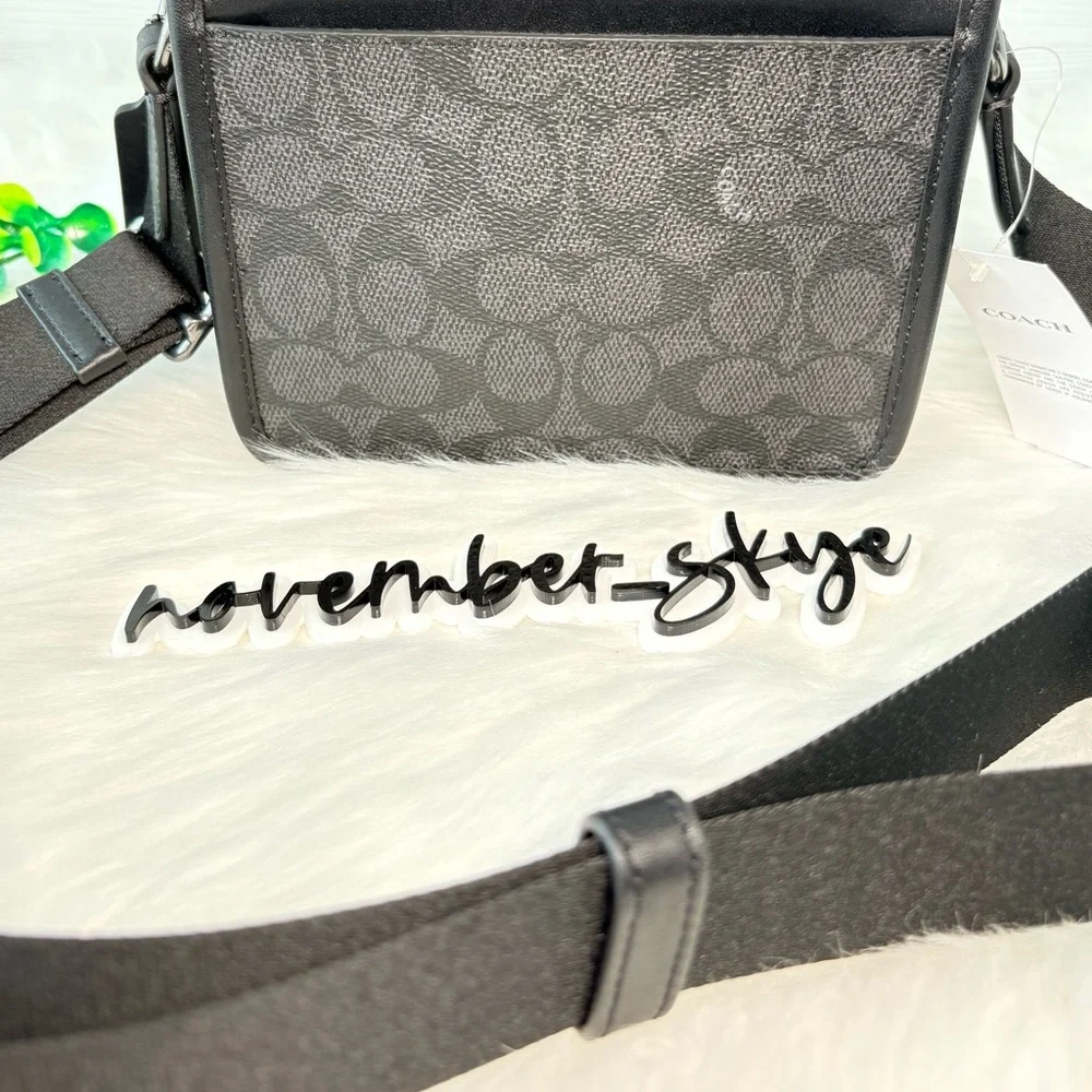 Coach Racer Gunmetal/Charcoal/Black Crossbody Bag - Picture 6 of 15